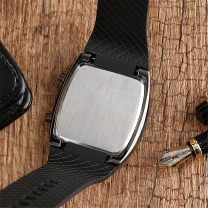 Mode hommes en acier inoxydable de luxe Sport analogique Quartz montre-bracelet LED noir Sport montres mode montres pour hommes cadeau