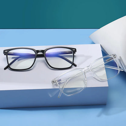 VIVIBEE carré bleu lumière bloquant hommes lunettes de jeu TR90 noir mat Anti Ray lunettes ordinateur Transparent lunettes de mode