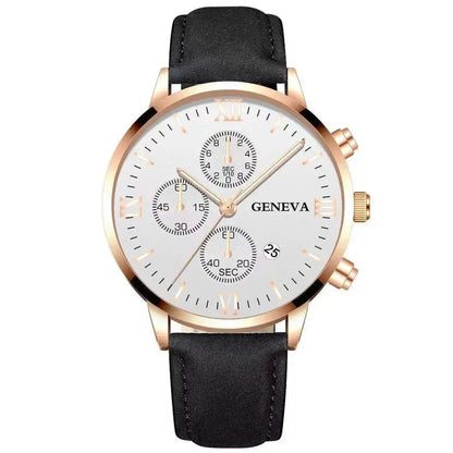 Montre-bracelet de sport à quartz analogique en cuir pour hommes, Genève, date, boîtier en alliage, horloge masculine, marque supérieure, luxe, mode