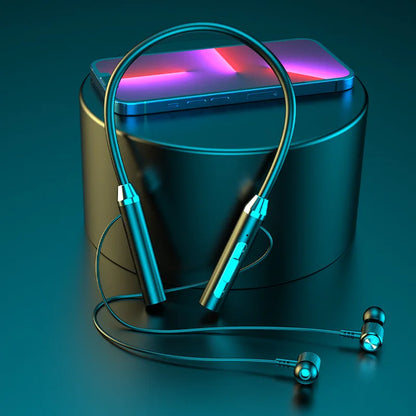 Écouteurs sans fil Bluetooth, tour de cou, casque de sport stéréo de jeu, licou, oreillettes magnétiques étanches avec affichage LED