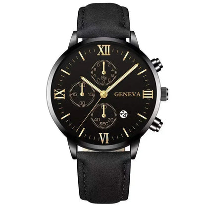 Montre-bracelet de sport à quartz analogique en cuir pour hommes, Genève, date, boîtier en alliage, horloge masculine, marque supérieure, luxe, mode