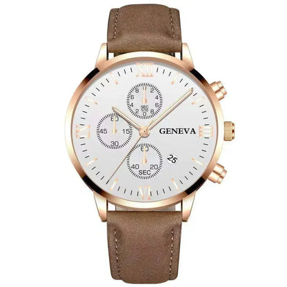 Montre-bracelet de sport à quartz analogique en cuir pour hommes, Genève, date, boîtier en alliage, horloge masculine, marque supérieure, luxe, mode