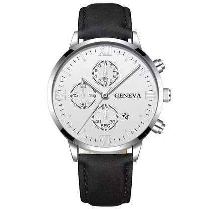 Montre-bracelet de sport à quartz analogique en cuir pour hommes, Genève, date, boîtier en alliage, horloge masculine, marque supérieure, luxe, mode