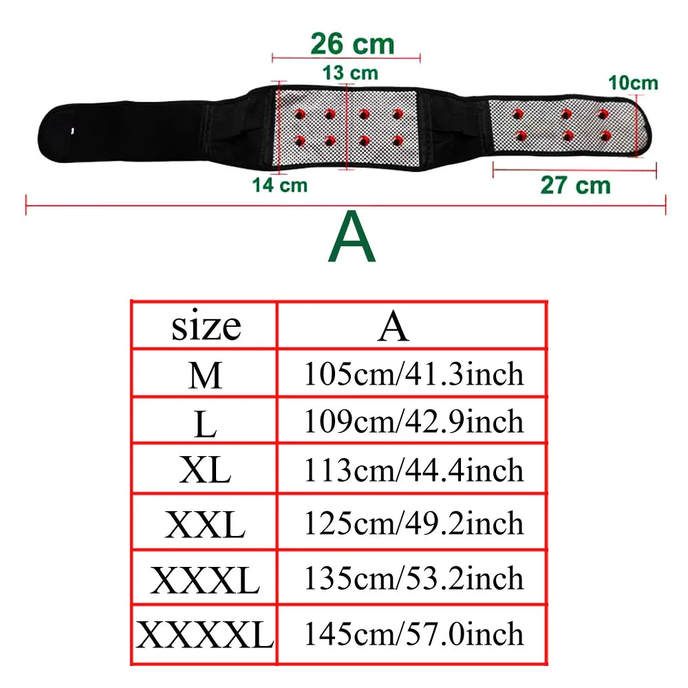 Tcare M - 4XL Tourmaline réglable auto-chauffant thérapie magnétique dos taille ceinture de soutien orthèse lombaire bande de Massage soins de santé