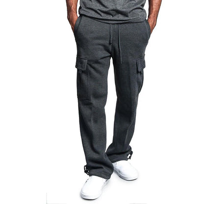 Viser de survêtement coupe droite pour hommes, joggeurs pour le sport et le streetwear, proximité Wstring, pantalons longs, pantalons multi-poches