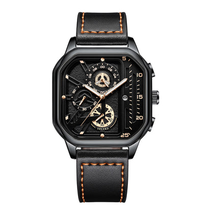 Hommes montres à Quartz cadran en alliage hommes d'affaires montre bracelet en cuir PU grand cadran carré montre de sport Cool noir montre-bracelet pour homme