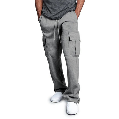 Viser de survêtement coupe droite pour hommes, joggeurs pour le sport et le streetwear, proximité Wstring, pantalons longs, pantalons multi-poches
