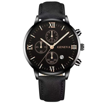 Montre-bracelet de sport à quartz analogique en cuir pour hommes, Genève, date, boîtier en alliage, horloge masculine, marque supérieure, luxe, mode