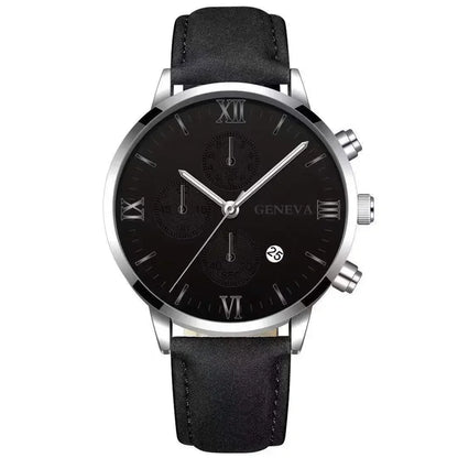 Montre-bracelet de sport à quartz analogique en cuir pour hommes, Genève, date, boîtier en alliage, horloge masculine, marque supérieure, luxe, mode