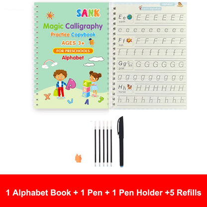 Sank – cahier de pratique magique, stylo pour enfants d'âge préscolaire, calligraphie, version anglaise, essuyage gratuit, livre d'écriture réutilisable pour enfants