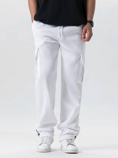 Viser de survêtement coupe droite pour hommes, joggeurs pour le sport et le streetwear, proximité Wstring, pantalons longs, pantalons multi-poches