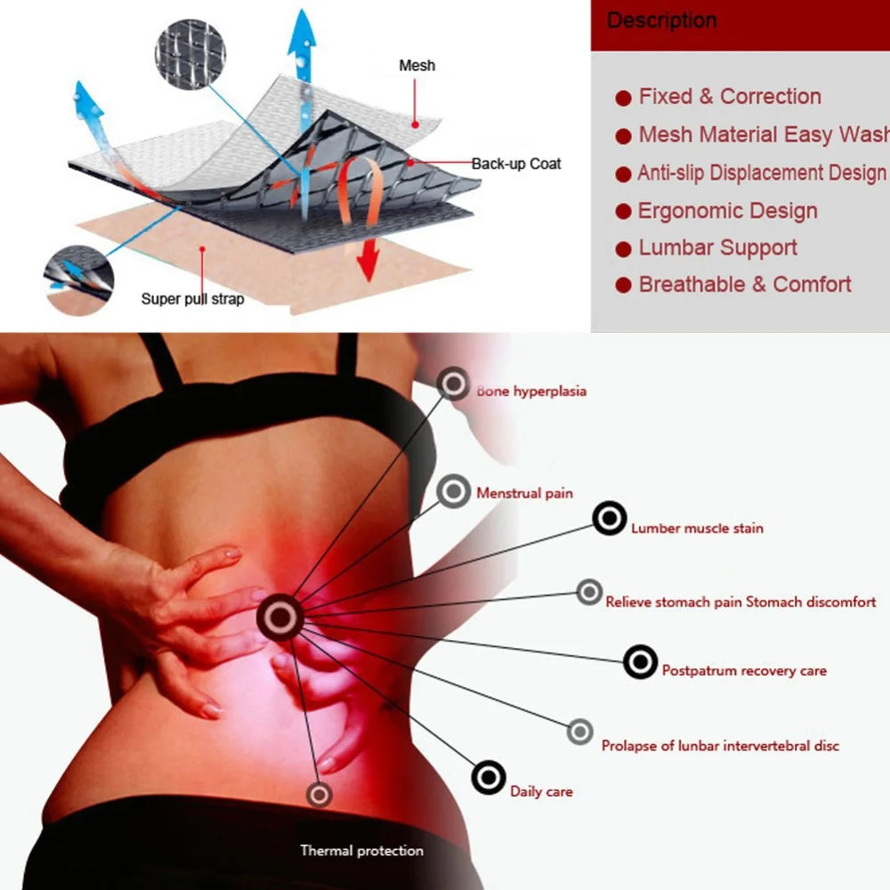 Tcare M - 4XL Tourmaline réglable auto-chauffant thérapie magnétique dos taille ceinture de soutien orthèse lombaire bande de Massage soins de santé