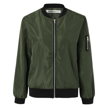 Blouson Bombardier Vintage à Col Rond pour Femme, Vêtement Chic et Décontracté avec Fermeture Éclair, Idéal pour l'Automne