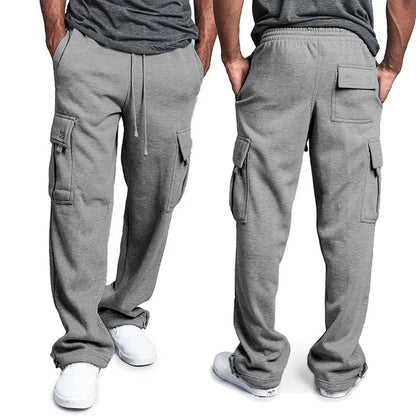 Viser de survêtement coupe droite pour hommes, joggeurs pour le sport et le streetwear, proximité Wstring, pantalons longs, pantalons multi-poches