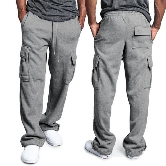 Viser de survêtement coupe droite pour hommes, joggeurs pour le sport et le streetwear, proximité Wstring, pantalons longs, pantalons multi-poches