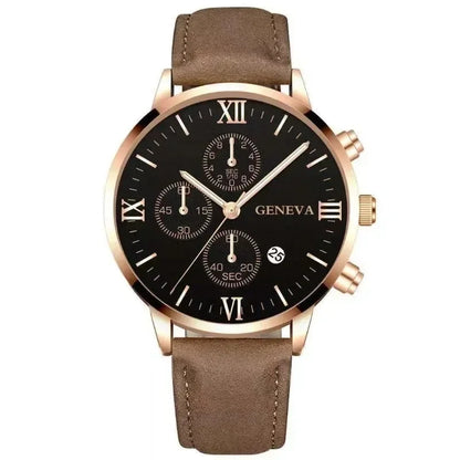 Montre-bracelet de sport à quartz analogique en cuir pour hommes, Genève, date, boîtier en alliage, horloge masculine, marque supérieure, luxe, mode