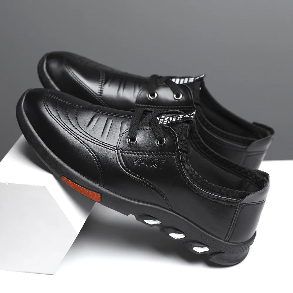 Chaussures en cuir pour hommes chaussures décontractées d'affaires semelles souples mocassins antidérapants mocassins hommes sans lacet chaussures de conduite baskets respirantes