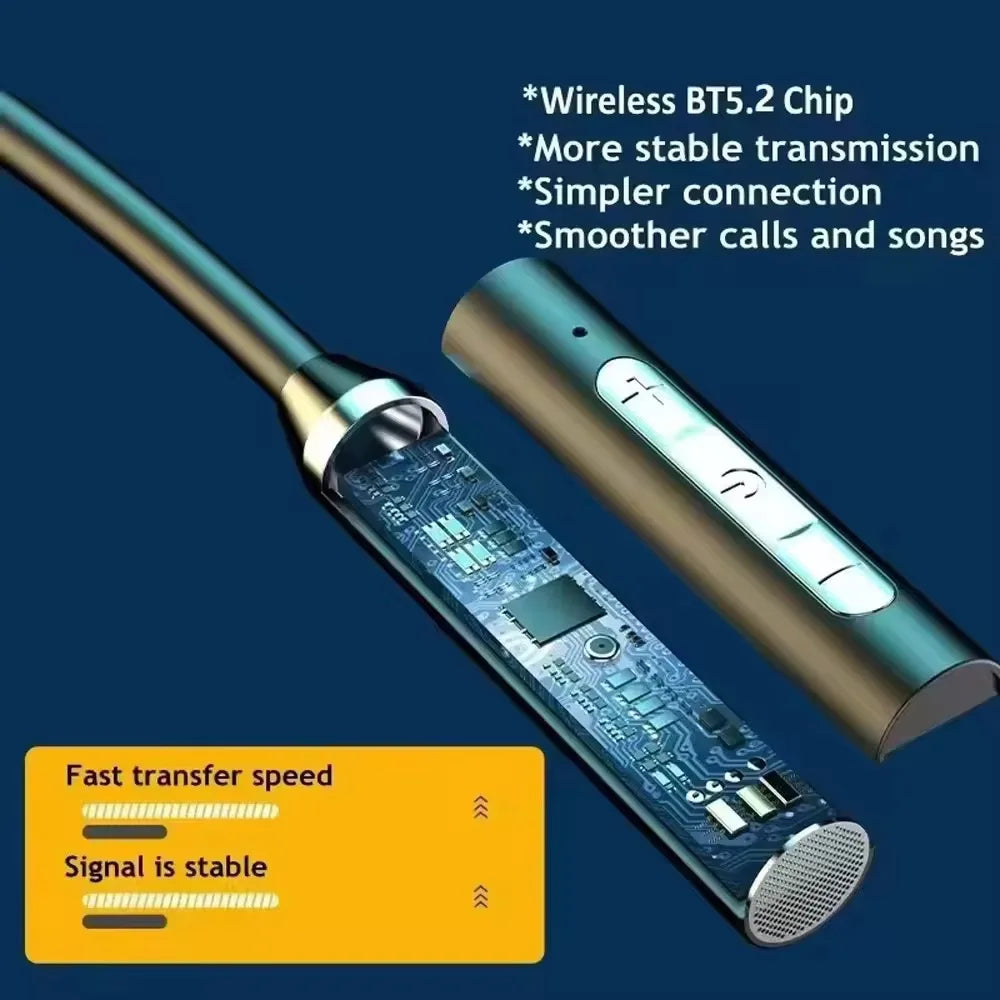 Écouteurs sans fil Bluetooth, tour de cou, casque de sport stéréo de jeu, licou, oreillettes magnétiques étanches avec affichage LED