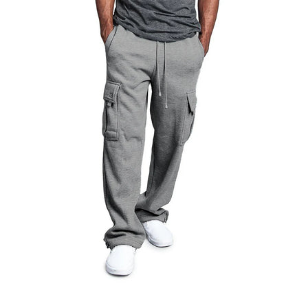 Viser de survêtement coupe droite pour hommes, joggeurs pour le sport et le streetwear, proximité Wstring, pantalons longs, pantalons multi-poches
