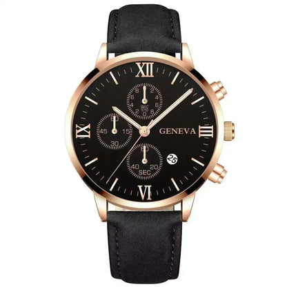 Montre-bracelet de sport à quartz analogique en cuir pour hommes, Genève, date, boîtier en alliage, horloge masculine, marque supérieure, luxe, mode