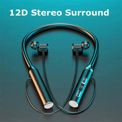 Écouteurs sans fil Bluetooth, tour de cou, casque de sport stéréo de jeu, licou, oreillettes magnétiques étanches avec affichage LED