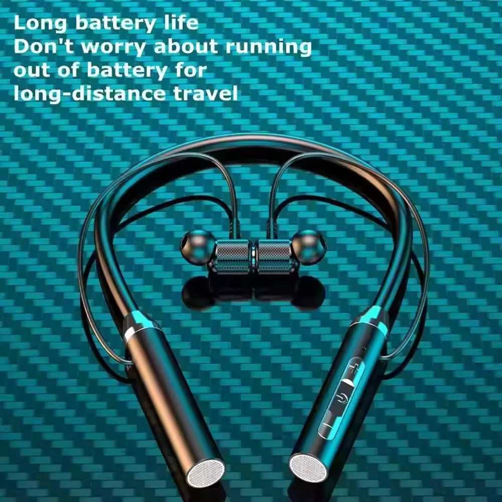 Écouteurs sans fil Bluetooth, tour de cou, casque de sport stéréo de jeu, licou, oreillettes magnétiques étanches avec affichage LED