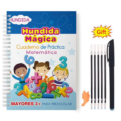 Livres magiques espagnols, apprentissage des chiffres en lettrage espagnol pour enfants, cahier de pratique magique réutilisable, ensemble d'écriture Montessori