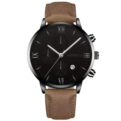 Montre-bracelet de sport à quartz analogique en cuir pour hommes, Genève, date, boîtier en alliage, horloge masculine, marque supérieure, luxe, mode