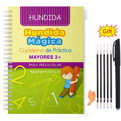 Livres magiques espagnols, apprentissage des chiffres en lettrage espagnol pour enfants, cahier de pratique magique réutilisable, ensemble d'écriture Montessori